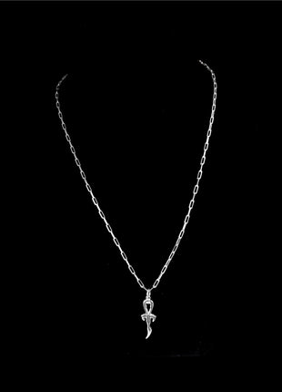 925 Silver and Rhodium Second Generation Small Legacy Ankh & 24" Rhodium 925 Sterling Chain Bundle
