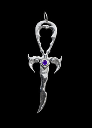 3rd Generation Legacy Ankh in Sterling Silver with Amethyst Cabochon.
